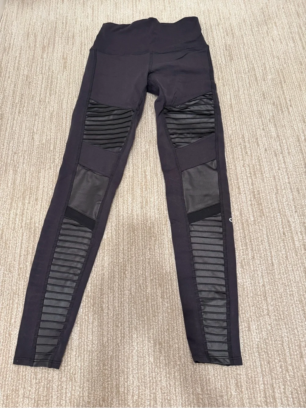 ALO Moto Mesh Panel Leggings (Black) Size Small